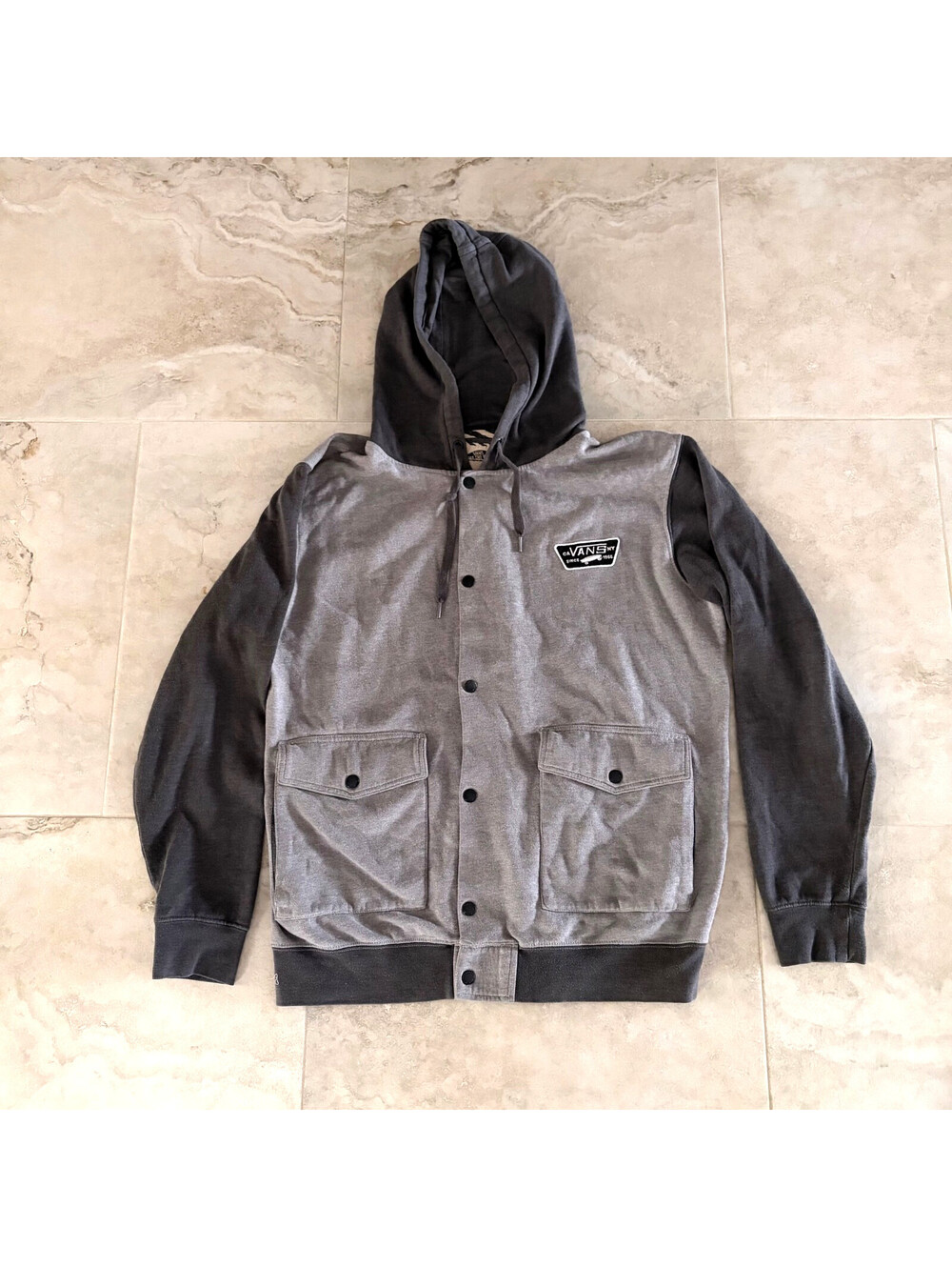 Vans Off The Wall Varsity Jacket Snap Up Hoodie Sweatshirt Skater Size Large